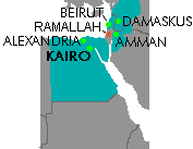 Karte der Region "Naher Osten" auf der Homepage des Goethe-Instituts